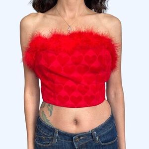 Red Heart Strapless Top